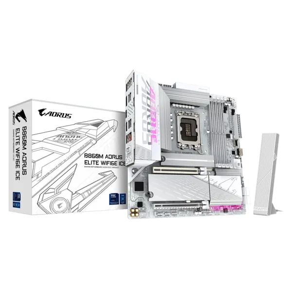 Placă de bază GIGABYTE B860M AORUS ELITE WIFI6E ICE LGA1851 mATX