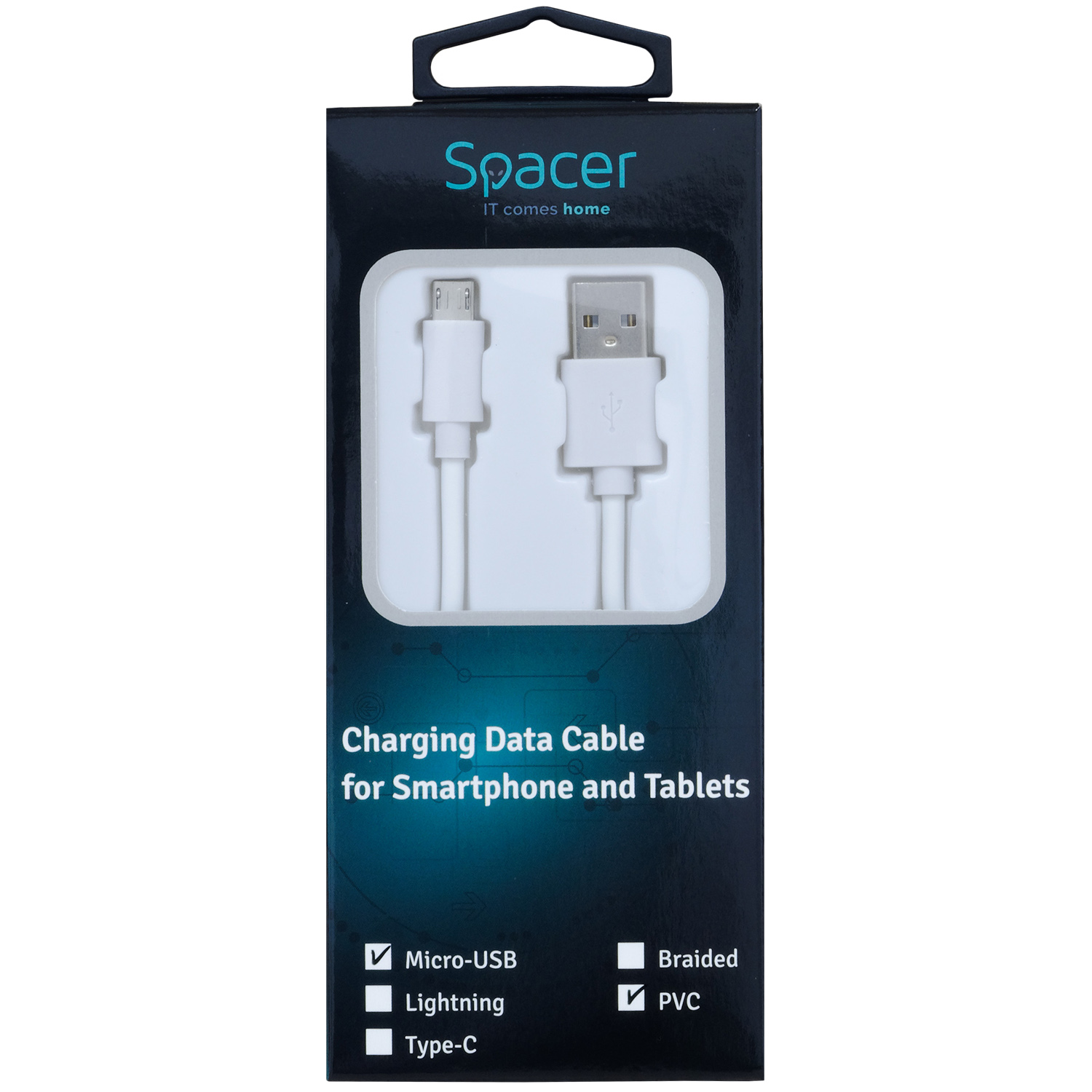Cablu Alimentare și Date SPACER Micro-USB 1.8m Alb SPDC-MICRO-PVC-W-1.8 - imagine 2