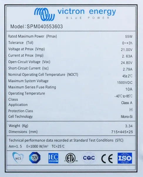 Panou Solar VICTRON ENERGY 55W 36 Celule Monocristalin Seria 4c - imagine 2