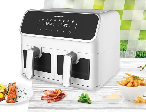 Friteuză dublă cu aer cald HEINNER DualFry Supreme 8L Alb - imagine 3