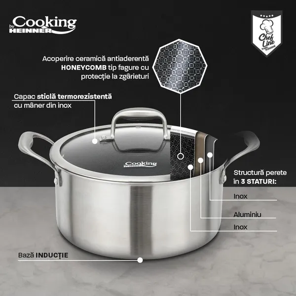 Semioală HEINNER Titanium3 Inox 24x12 cm 5L - imagine 5