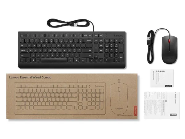 Set Tastatură și Mouse LENOVO Essential Wired Combo Negru 4X31R64430 - imagine 2