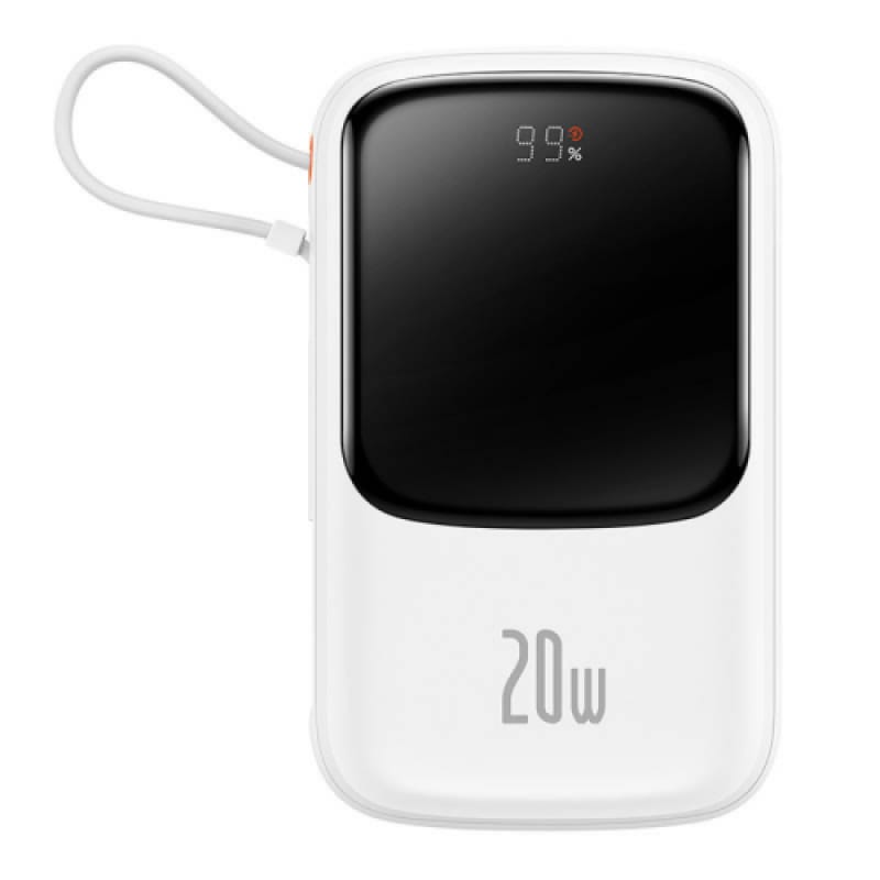Baterie Externă BASEUS Qpow Pro 10000mAh 20W Cablu Lightning Alb