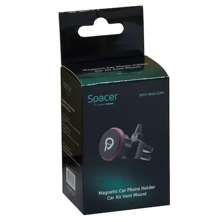Suport auto magnetic SPACER SPCH-MAG-CLIPS Negru - imagine 3