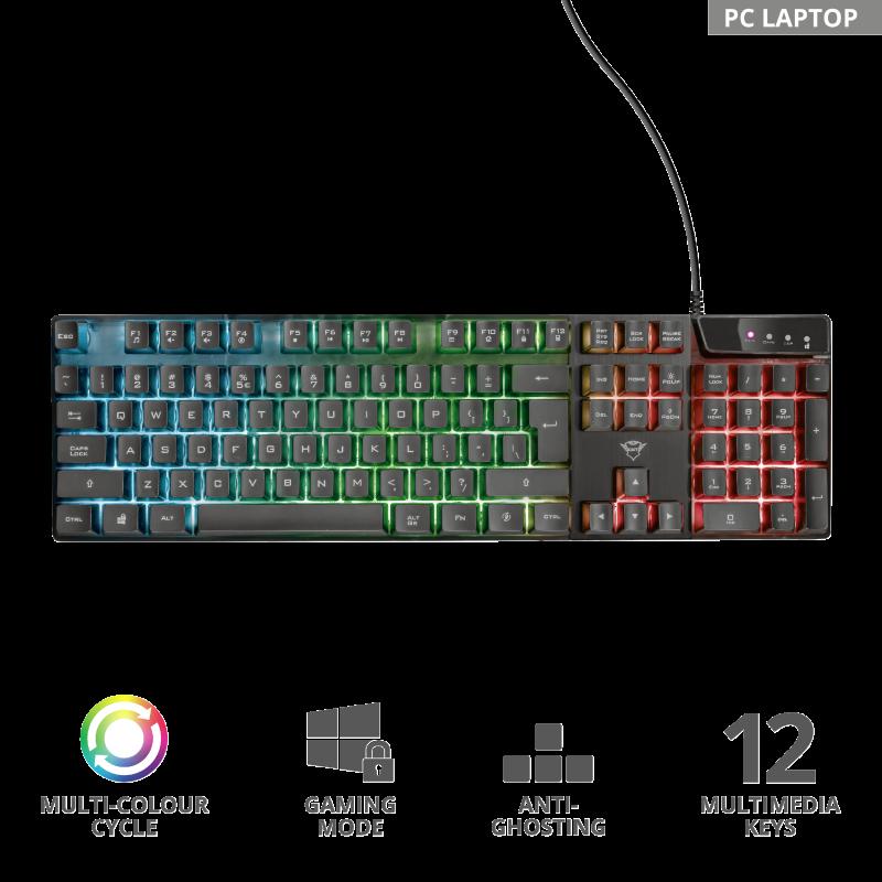 Tastatură Gaming TRUST GXT 835 Azor Negru TR-23651 - imagine 3