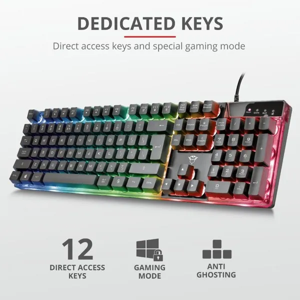 Tastatură Gaming TRUST GXT 835 Azor Negru TR-23651 - imagine 5