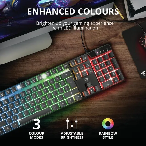 Tastatură Gaming TRUST GXT 835 Azor Negru TR-23651 - imagine 6