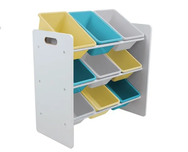 Raft depozitare jucării U-GROW cu 9 coșuri Blue/Galben