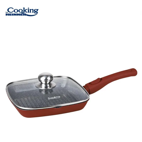Tigaie Grill HEINNER Calabria Aluminiu Turnat 24cm cu Capac - imagine 2