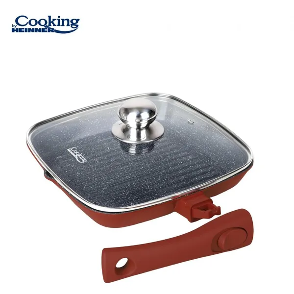 Tigaie Grill HEINNER Calabria Aluminiu Turnat 24cm cu Capac - imagine 3