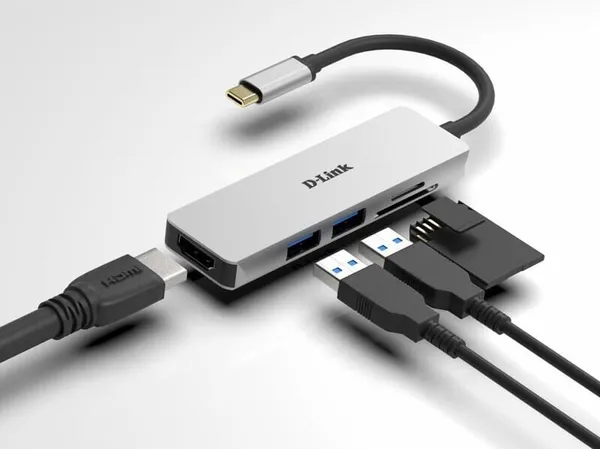 Hub USB D-LINK DUB-M530 5-in-1 USB-C Gri - imagine 3