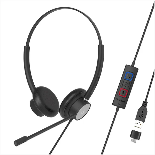 Căști Call Center TELLUR Voice 320 Binaural USB Negru