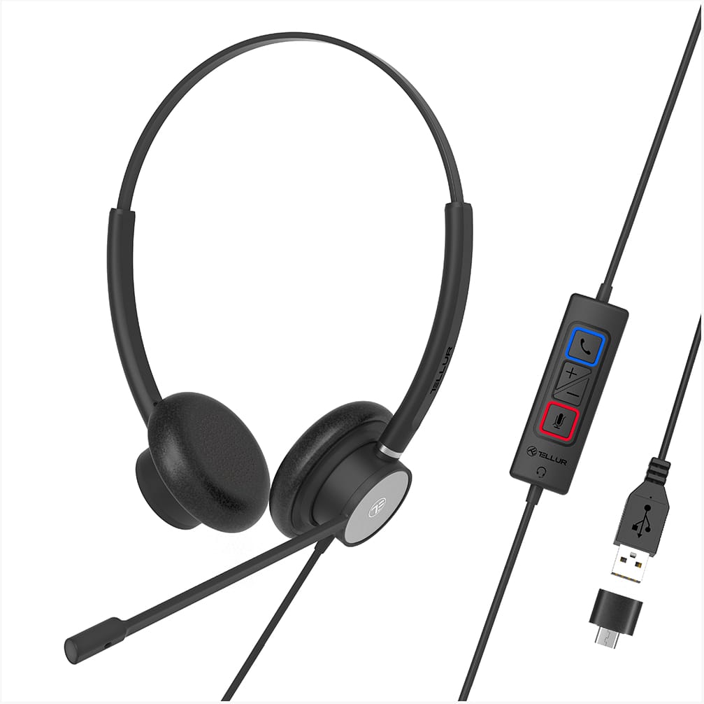 Căști Call Center TELLUR Voice 320 Binaural USB Negru