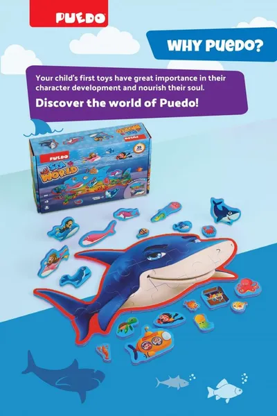 Puzzle PUEDO TOYS Lumea Marina Spuma EVA 25-49 piese 3+ ani - imagine 6