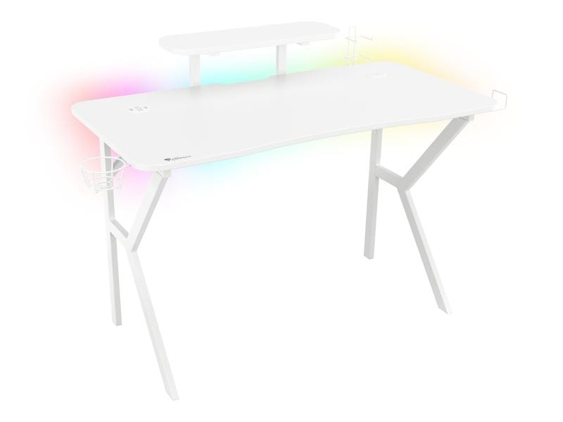 Birou Gaming GENESIS Holm 320 RGB Cadru Metal Alb