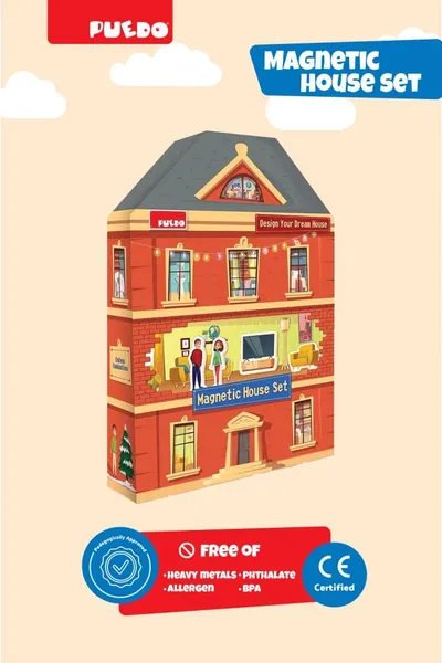 Joc Magnetic PUEDO TOYS Construiește-ți Casa Spumă EVA 3+