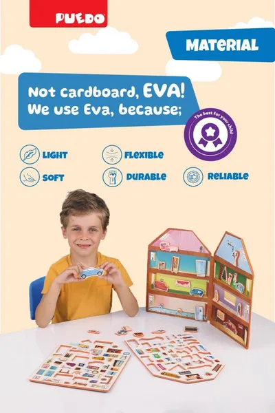 Joc Magnetic PUEDO TOYS Construiește-ți Casa Spumă EVA 3+ - imagine 3