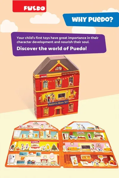 Joc Magnetic PUEDO TOYS Construiește-ți Casa Spumă EVA 3+ - imagine 6