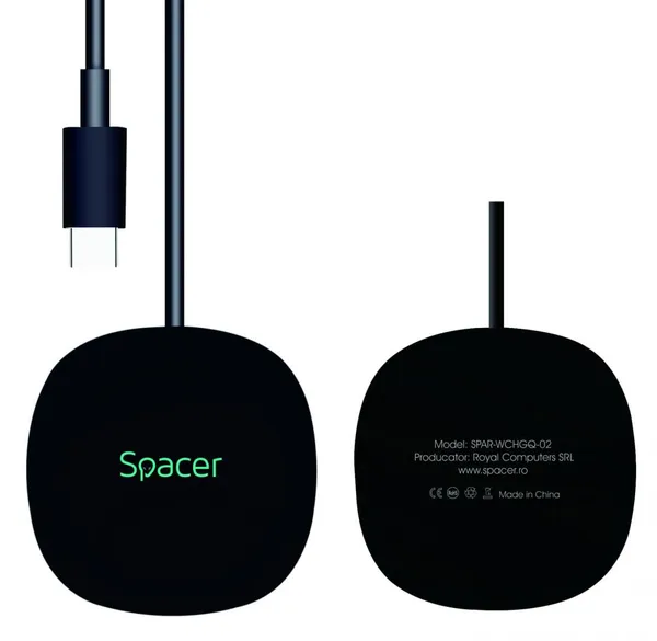 Încărcător Wireless SPACER SPAR-WCHGQ-02 2 în 1 Negru 15W - imagine 3
