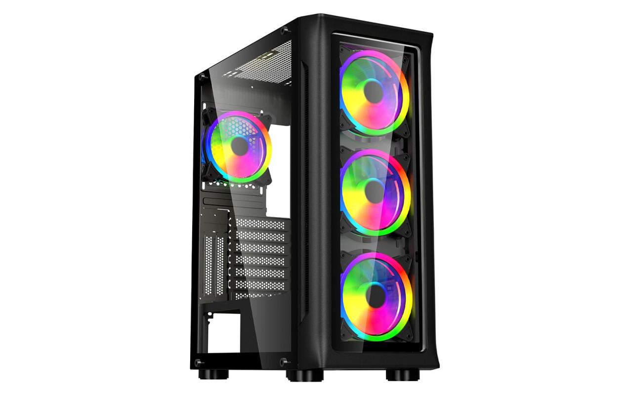 Carcasă PC SPACER SHIELD Mid Tower ATX Negru 4 Fanuri ARGB
