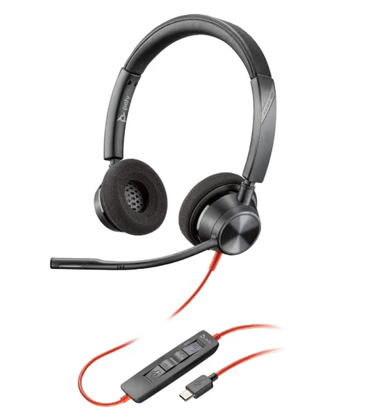 Căști Stereo HP Poly Blackwire 3220 USB-C cu Adaptor Negru