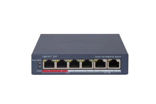 Switch PoE HIKVISION DS-3E1106P-EI 4 Porturi PoE 60W