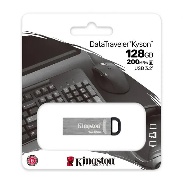 Memorie USB KINGSTON DataTraveler Kyson 128GB Argintiu DTKN/128GB - imagine 3