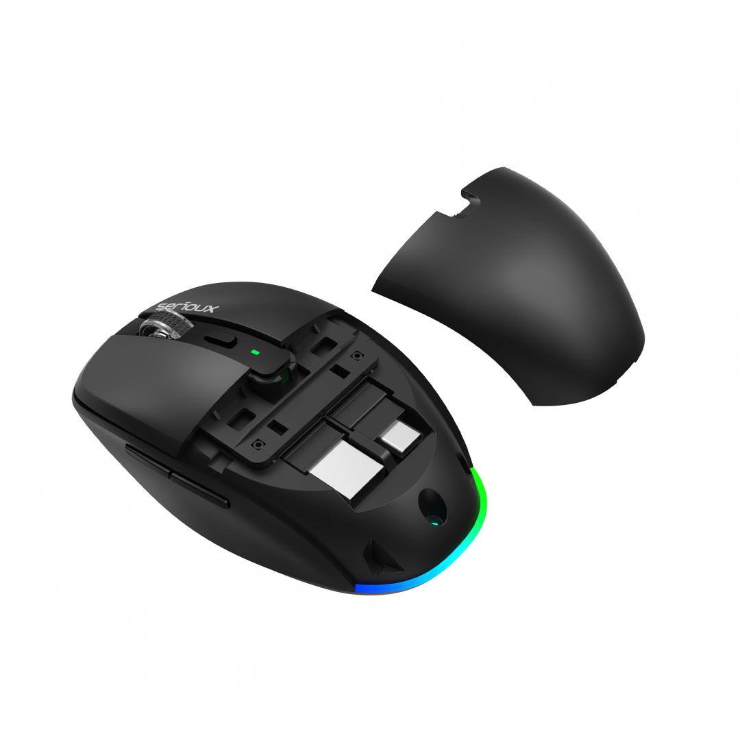 Mouse SERIOUX AirFlow Wireless Dual Mode 2.4G+BT Negru - imagine 3