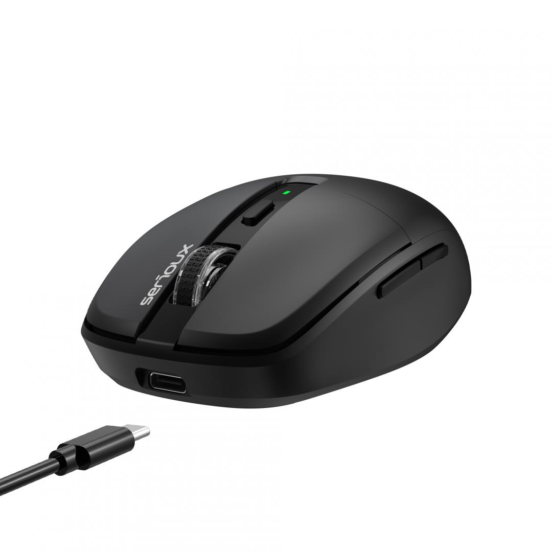Mouse SERIOUX AirFlow Wireless Dual Mode 2.4G+BT Negru - imagine 5