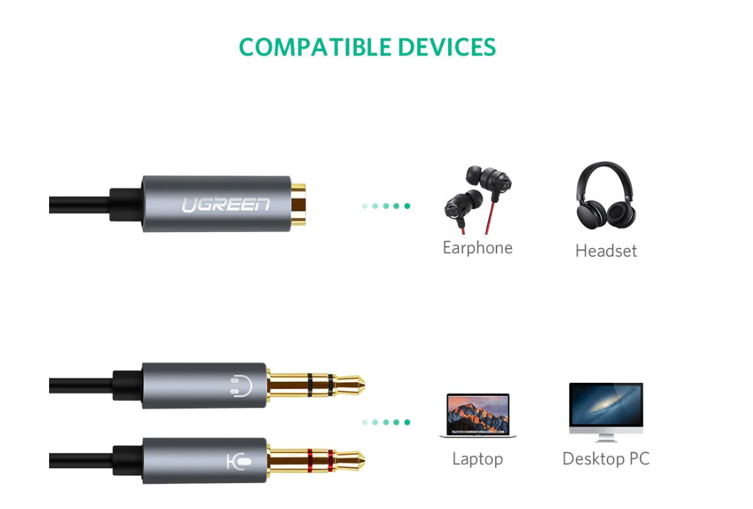 Cablu Audio UGREEN AV140 Stereo 2x3.5mm Jack 0.25m Negru - imagine 2