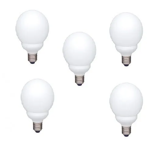 Set 5 becuri Fluorescent PANASONIC EFG13E672V-5 13W E27 Alb Rece Sferic