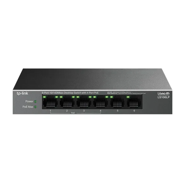 Switch TP-LINK LS106LP LiteWave 6 Porturi 10/100Mbps 4 PoE+ - imagine 2