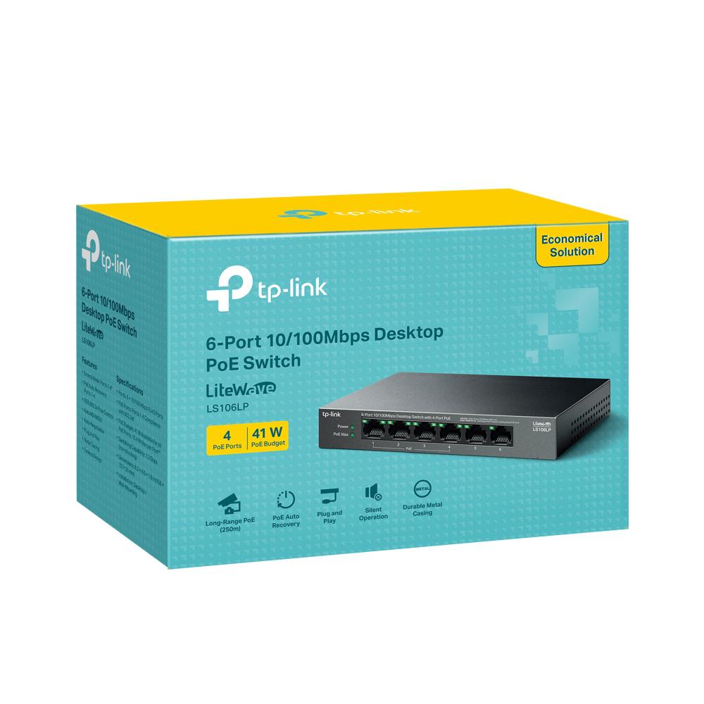 Switch TP-LINK LS106LP 6 Porturi 10/100Mbps 4 PoE+ - imagine 4