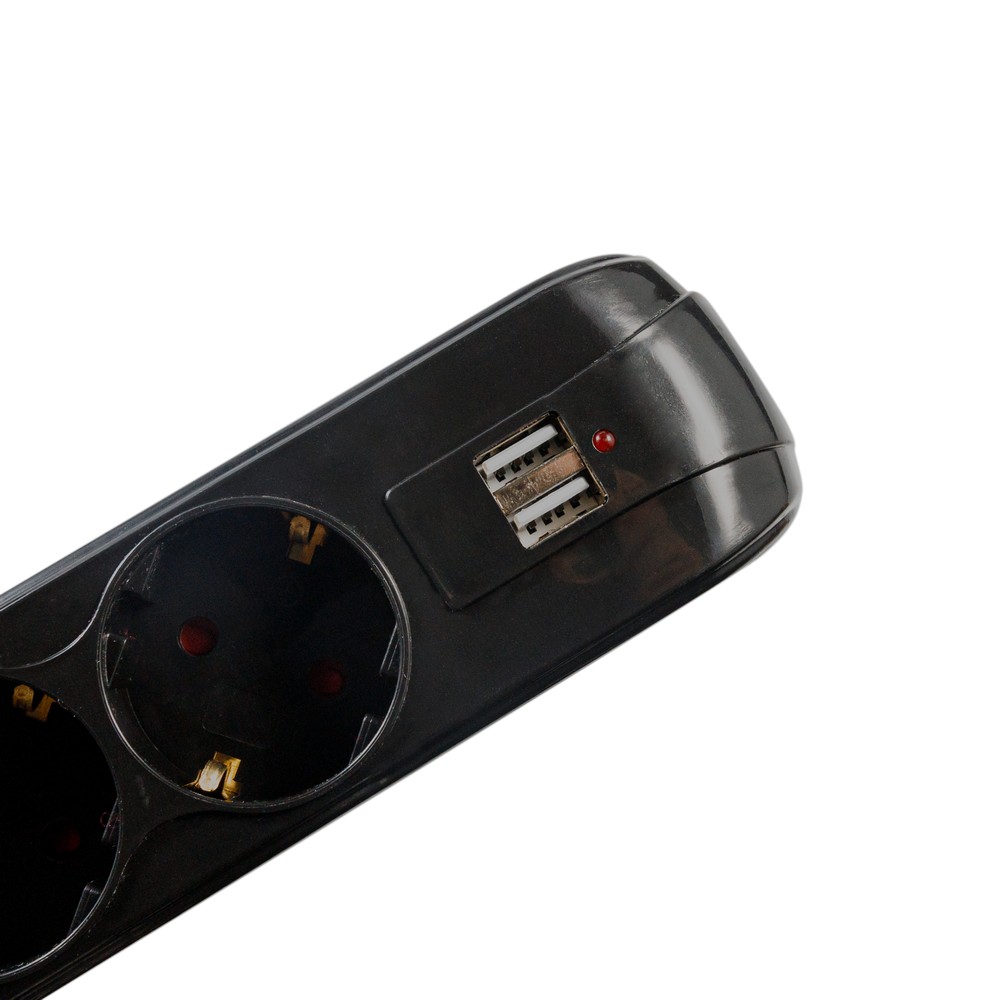 Prelungitor SPACER PP-5-18B-USB 5 Prize 2 USB 1.8m Negru - imagine 4