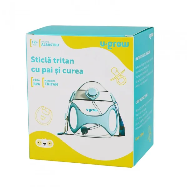 Sticla cu Pai U-GROW Tritan 330 ml Albastră UG-733BL - imagine 4