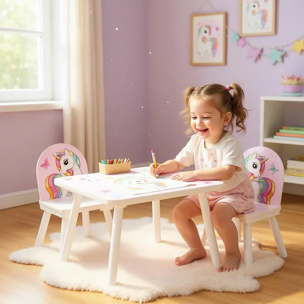 Set 2 Scaune și Birou U-GROW Unicorns - imagine 3