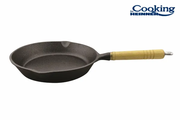 Tigaie HEINNER Cooking Fontă Pură Mâner Lemn 23x4 cm - imagine 2