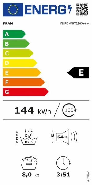 Uscător Rufe FRAM FHPD-V8T2BKA++ 8kg A++ Negru - imagine 3