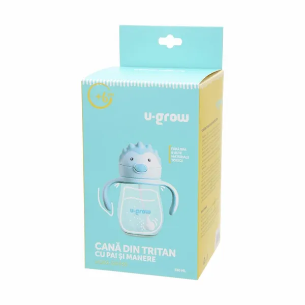 Cană U-GROW Tritan 330 ml cu pai și manere - imagine 4