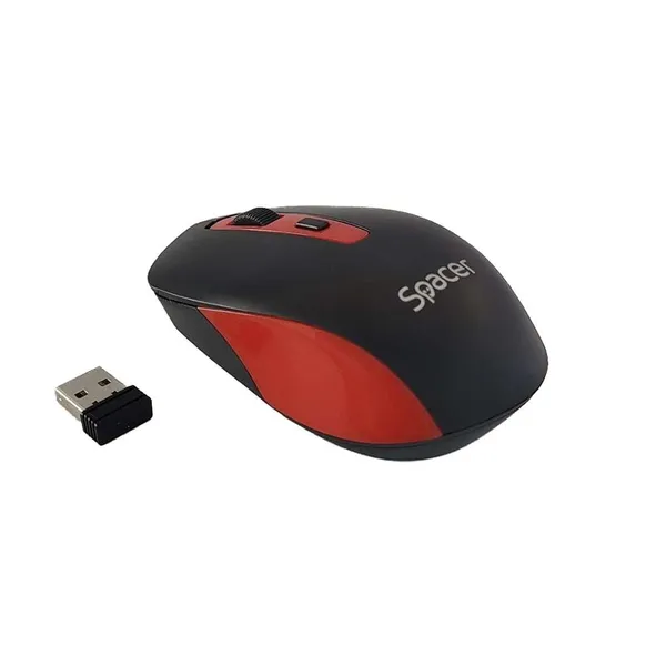 Mouse SPACER Wireless 1600 DPI Negru cu Roșu