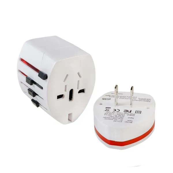 Adaptor Universal SPACER SPAD-UNIV Alb Schuko 2xUSB - imagine 3