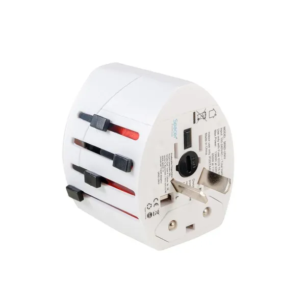 Adaptor Universal SPACER SPAD-UNIV Alb Schuko 2xUSB - imagine 4