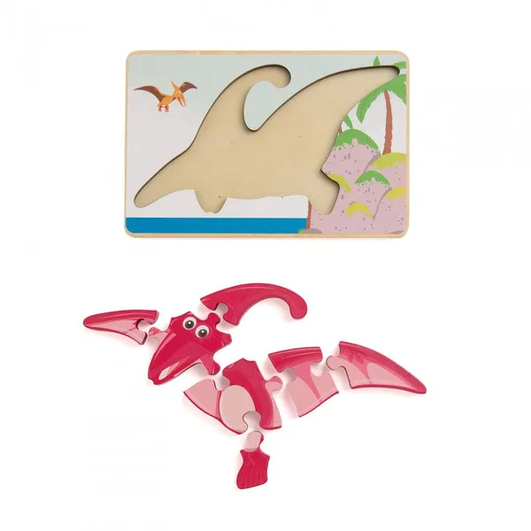 Puzzle Lemn MOMKI Pterodactil 8 Piese - imagine 2