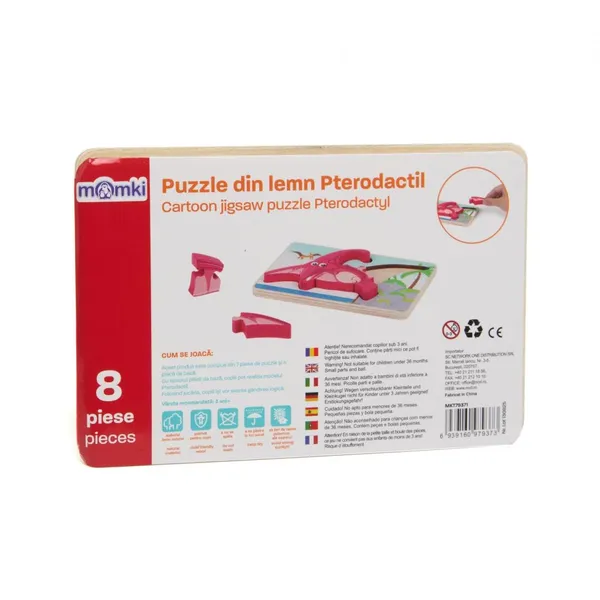 Puzzle Lemn MOMKI Pterodactil 8 Piese - imagine 3