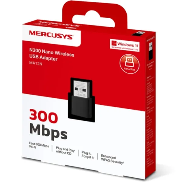 Adaptor Wireless USB MERCUSYS N300 MA12N WiFi 4 Single Band