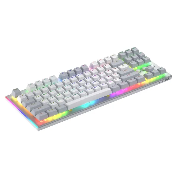 Tastatură mecanică HATOR Gravity TKL USB RGB Switch Aurum Orange Alb - imagine 3