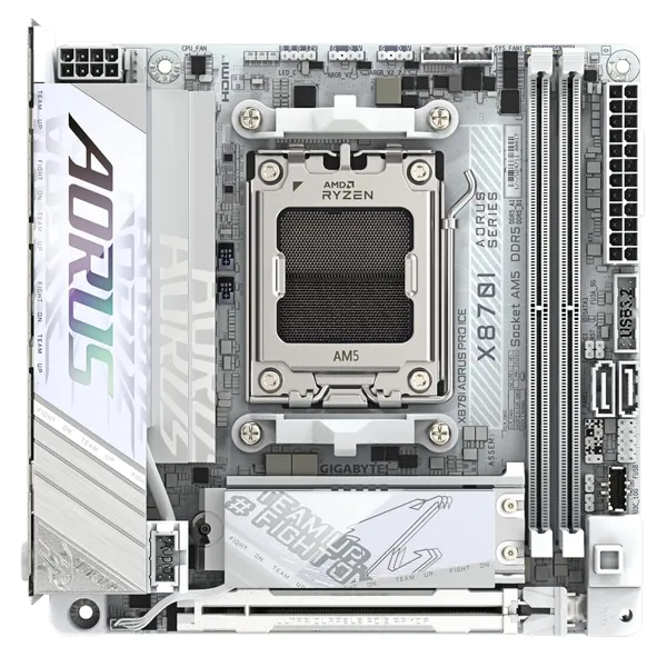Placă de Bază GIGABYTE X870I AORUS PRO ICE AM5 Mini-ITX Alb - imagine 4
