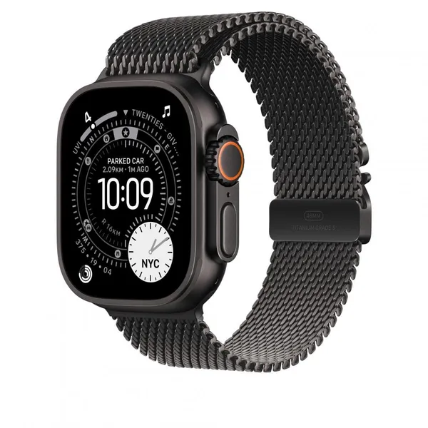 Curea APPLE Watch 49mm Titan Negru Milanese Loop Small MGHR4ZM/A - imagine 2