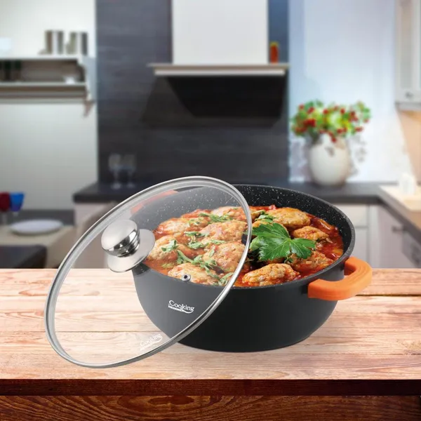 Semiolă HEINNER Dark Line 6.5L 28cm Aluminiu Turnat - imagine 3