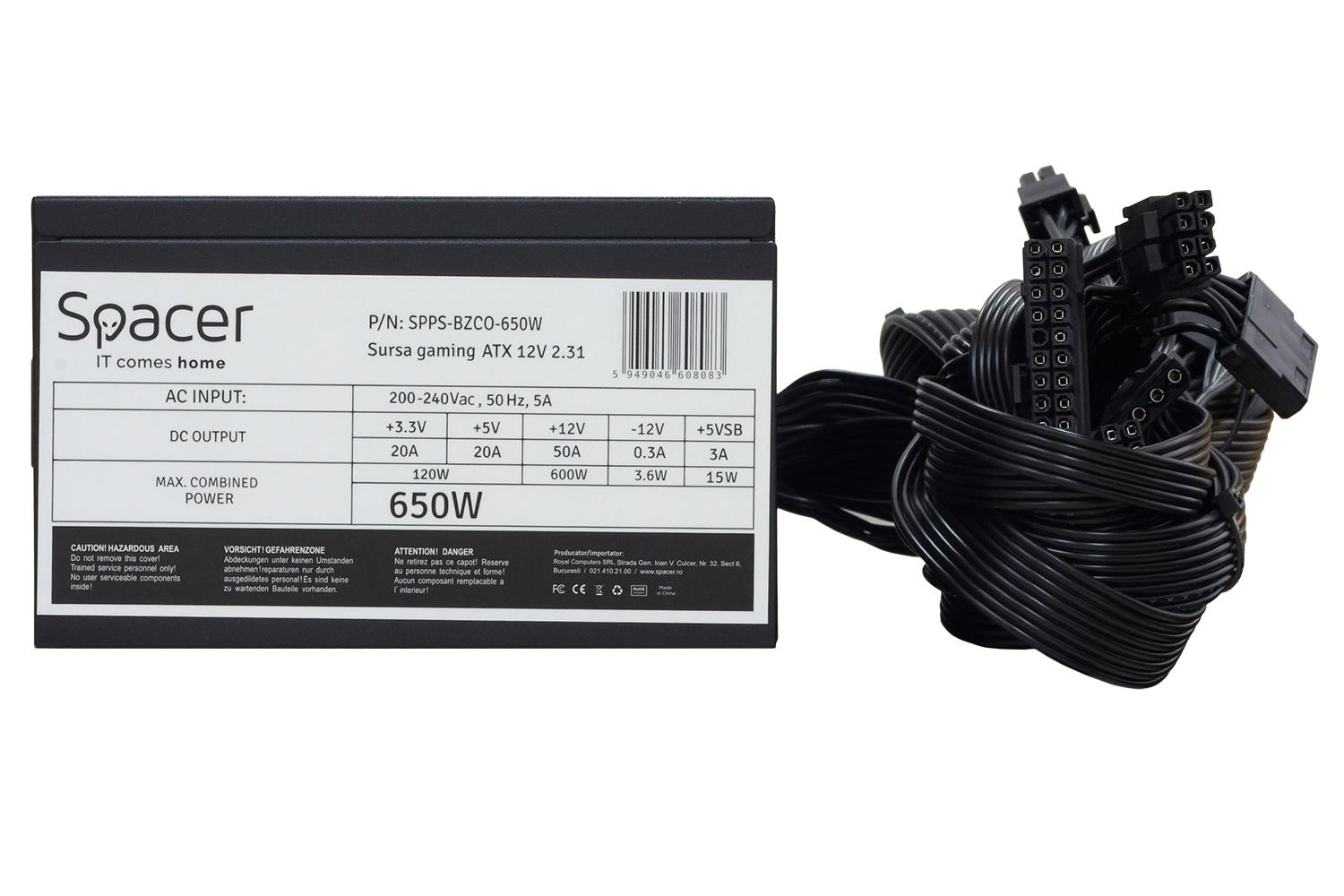 Sursă PC SPACER SPPS-BZCO-650 650W ATX Bronze - imagine 2